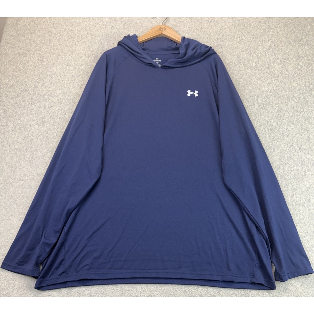 Under Armour Mens Hooded Athletics Top Navy Blue Loose Fit Lightweight 3XL